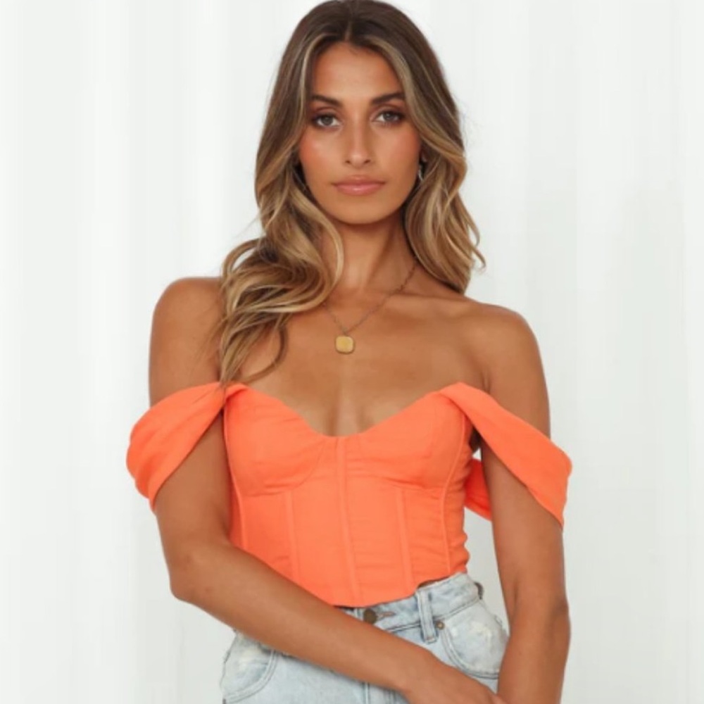 Hello Molly orange corset crop top